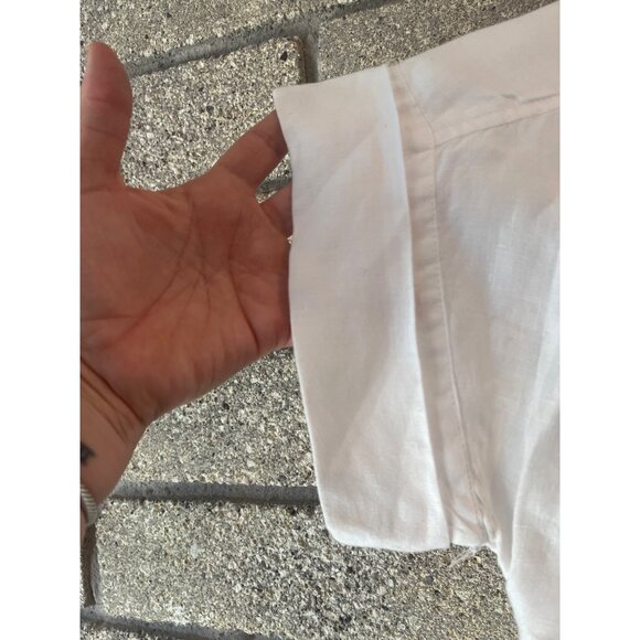 J.Crew White Relaxed Linen Button-Up Shirt XLT - Picture 5 of 9